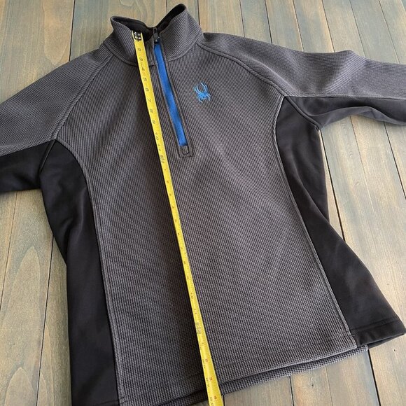 Spyder Dark Gray Blue Black Waffle Grid Fleece 1/4 Zip Up Jacket - Men's M (S8) - Picture 7 of 10